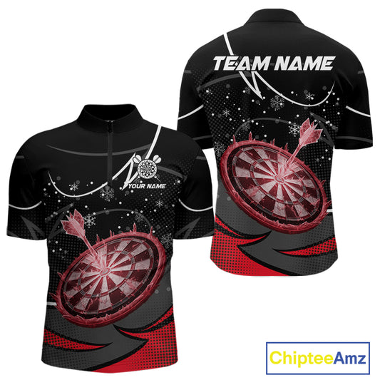 Red Dartboard Frozen Ice Darts Shirt For Men Custom Darts Jersey Team Polo & Quarter Zip TDM5227