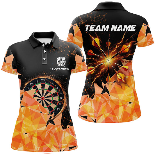 Orange Darts Arrow Thunder Lighting 3D Darts Polo & Quarter-Zip Shirts For Women Custom Darts Jerseys TDM1667