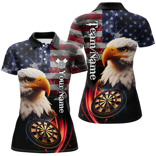 Personalized Eagle Darts Board Smoke US Flag Women 3D Darts Shirts, Patriotic Darts Team Jerseys TDM1684