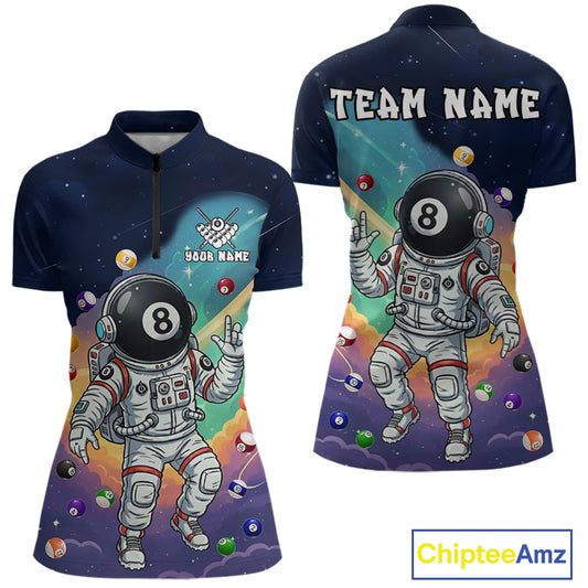 Funny Colorful 8 Ball Billiard Shirt Astronaut In Space For Women Custom Billiard Team Jersey TDM5312