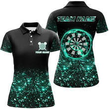 Load image into Gallery viewer, Black Turquoise Light Women Darts Polo & Quarter Zip Shirt Custom Dart Shirts For Team Darts Jerseys TDM3334