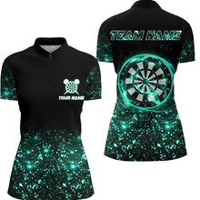 Load image into Gallery viewer, Black Turquoise Light Women Darts Polo & Quarter Zip Shirt Custom Dart Shirts For Team Darts Jerseys TDM3334