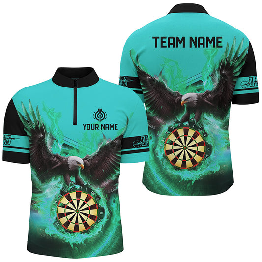 Personalized 3D Eagle Flying On Dart Board Fire Darts Shirts For Men Custom Darts Jersey |Turquoise TDM2127