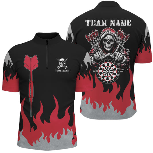 Personalized Dart Arrow And Flame Pattern Custom Men Dart Shirts, Grim Reaper Dart Jerseys TDM2884