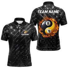 Load image into Gallery viewer, Black US Flag Ying And Yang 8 Ball & 9 Ball Custom Billiard Shirts For Men Funny Billiard Jerseys  TDM3357
