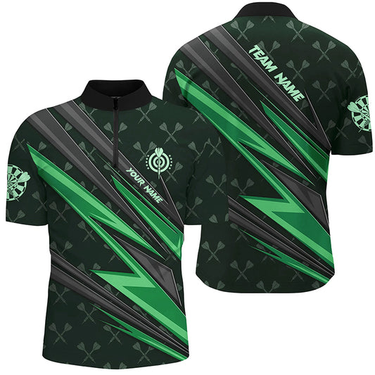 Personalized Green Dart Jerseys Men Dart Polo & Quarter Zip Shirt Custom Team League Dart Shirt TDM3369