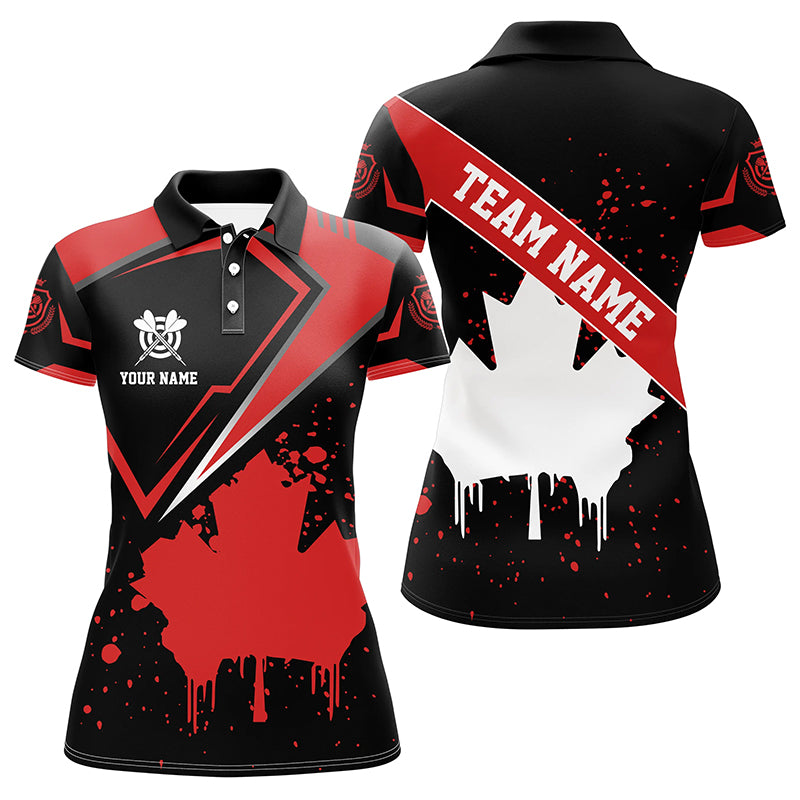 Personalized Canadian Leaf Vintage Style Women Dart Polo Shirts Custom Canada Dart Shirts TDM1178