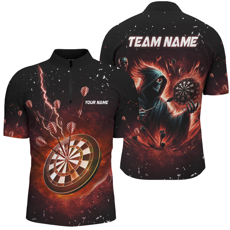 Personalized Grim Reaper Fire Dart Shirts For Men Custom Darts League Team Jerseys TDM2918