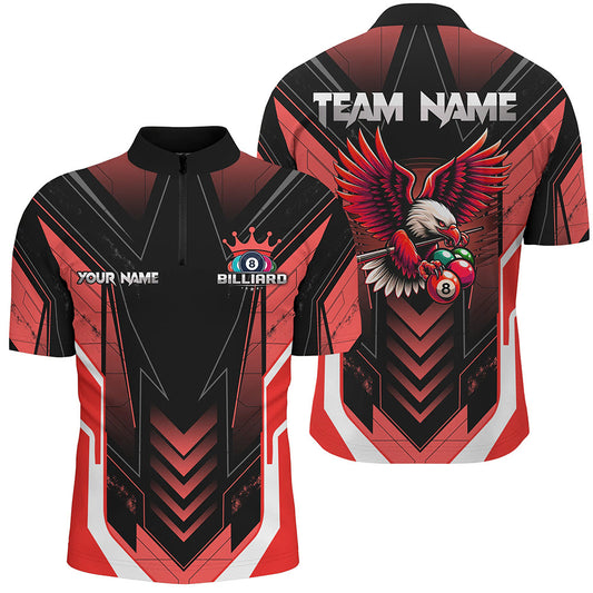 Personalized Funny Eagle Billiard Shirts For Men Custom Name Red Billiard Balls Sports Jerseys TDM3173