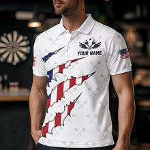 Load image into Gallery viewer, Personalized American Flag Darts Pattern Polo & Quarter-Zip Shirts For Men, Patriotic Darts Jerseys TDM1675