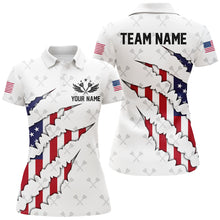 Load image into Gallery viewer, Personalized American Flag Darts Pattern Polo & Quarter-Zip Shirts For Women, Patriotic Darts Jerseys TDM1675