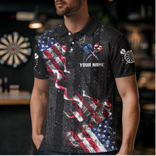 Load image into Gallery viewer, Custom US Flag Smoke Dart Shirt For Men, Patriotic Dart Jersey Pocket Option TDM3514