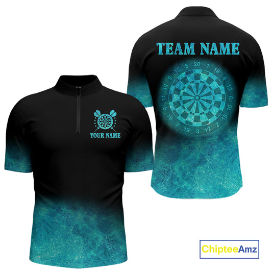Personalized Sea Turquoise Gradient Darts Polo & Quarter Zip Custom Dart Shirt For Men Dart Jersey TDM4710