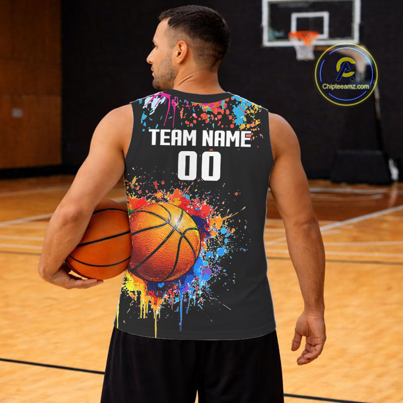 Funny Colorful Paint Splash Basketball Shirt Custom Name And Number Best Basketball Team Jersey TDM5673