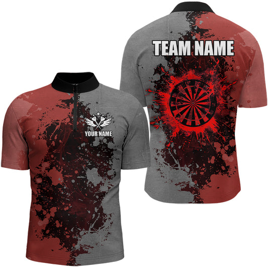 Personalized Darts Paint Red And Grey Dart Shirts For Men Custom Grunge Dart Team Jerseys TDM3178