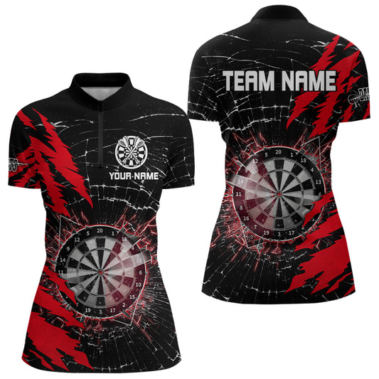 Black And Red Darts Board Break Glass Custom Dart Shirts For Women, Darts Team Shirts Dart Jerseys TDM3215