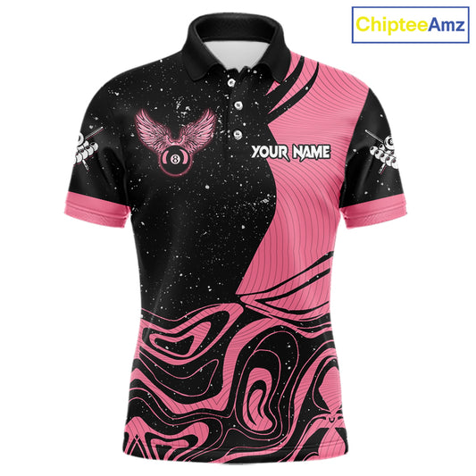 Black And Pink Funny Pool Balls Heart Billiard Shirt For Men Custom Valentine Billiard Jersey TDM5741