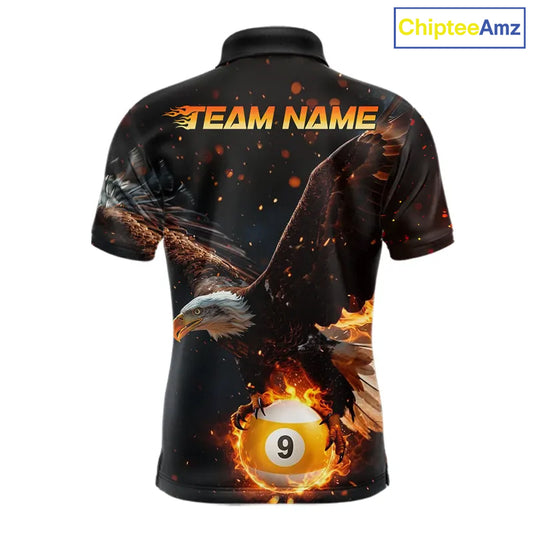 Custom Fire 8 Ball & 9 Ball Pool Eagle Billiard Shirt For Men, Billiard Team Jersey Polo & 1/4 Zip TDM6409