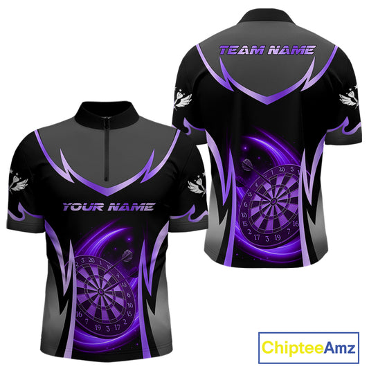 Purple Dartboard Lightning Darts Polo & 1/4 Zip Custom Darts Shirt For Men, Darts Team Jersey TDM5335