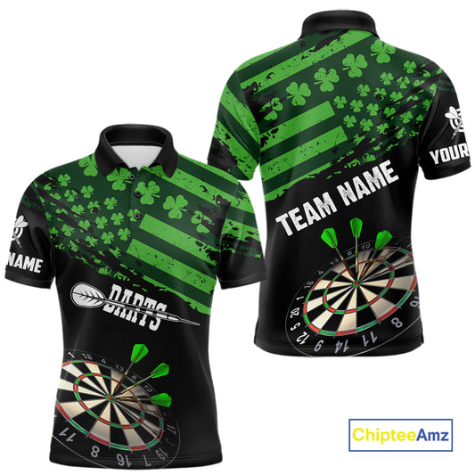 Personalized US Flag St Patrick Day Dart Shirts For Men Custom Luckiest Shamrock Darts Jerseys TDM5709