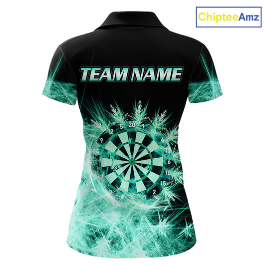 Teal Icy Light Darts Polo & Quarter Zip Shirts For Women Custom Dart Shirts For Team Darts Jerseys TDM7271
