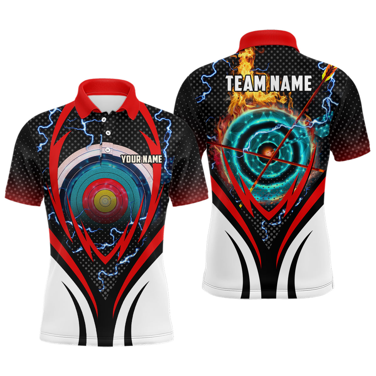 Archery Target Board On Flame Personalized Name Archery Polo Shirts For Men, Gifts For Archers TDM0610
