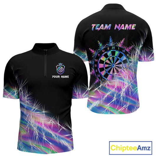 Holographic Icy Lights Men Darts Polo & Quarter Zip Custom Dart Shirts For Team Darts Jerseys TDM4641
