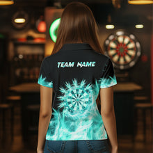 Load image into Gallery viewer, Icy Turquoise Light Womens Darts Polo & Quarter Zip Shirts Custom Dart Shirts For Team Darts Jerseys TDM2577