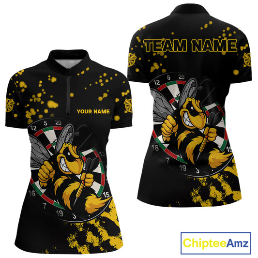 Personalized Yellow Black Funny Bee Darts Shirt For Women Custom Darts Jerseys, Best Darts Gifts TDM4294