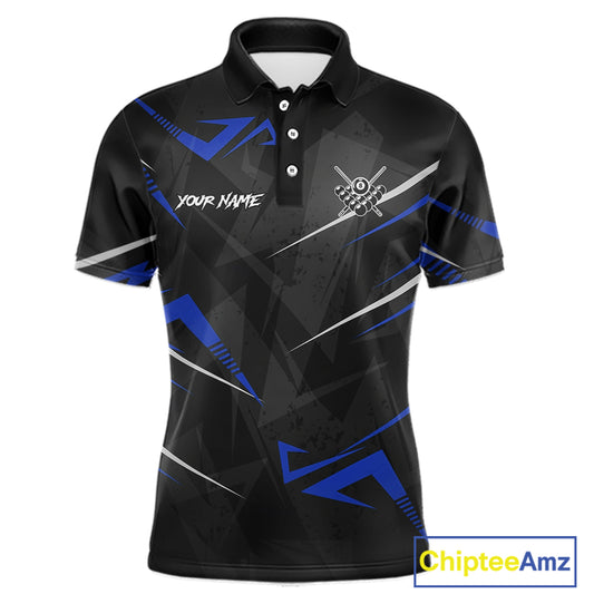 Black And Blue 8 Ball Crown Billiard Shirt For Men Custom Pool Team Jersey Polo & 1/4 Zip TDM5922