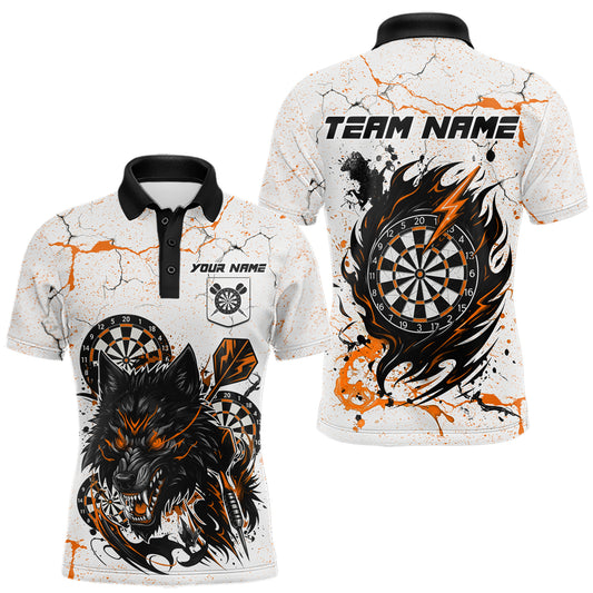 White Grunge Wolf Dart Shirt & Pocket Option Custom Men's Dart Jersey|Orange TDM5511
