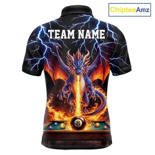 Personalized Dragon 8 Ball Fire Billiard Shirt For Men Custom Pool Team Jersey Polo & 1/4 Zip TDM6334