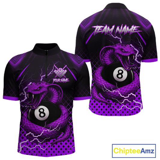 Personalized Purple 8 Ball Lightning Cobra Snake Men's Billiards Shirts Custom Pool Team Jerseys TDM5199