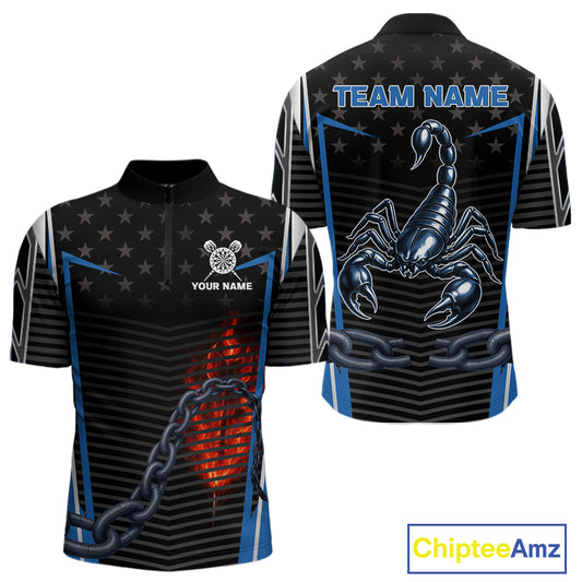 Flame Dart Arrow & Scorpion Men's Darts Shirt - Custom Name For Blue Darts Jersey NYN0455