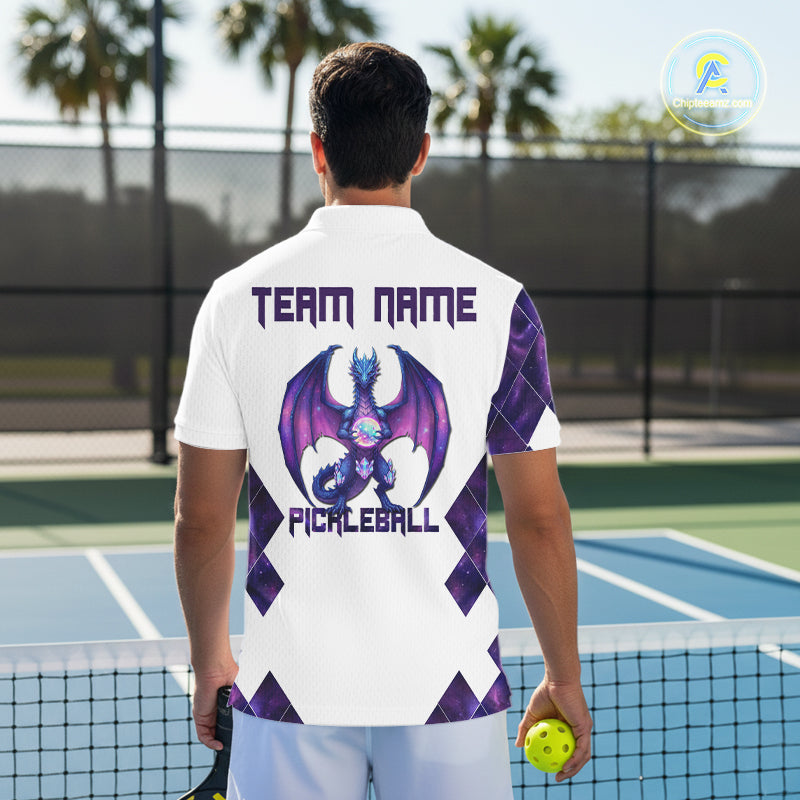 Custom Purple Galaxy Dragon Holographic Pickleball Ball Jerseys Men Pickleball Team Shirts NYN2161