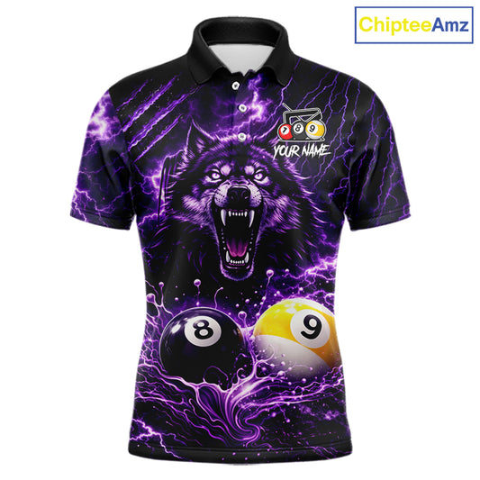Custom Purple Horrors Wolf Smokes Pool 8 Ball & 9 Ball Men's Billiard Team Shirt Billiard Attire NYN2669