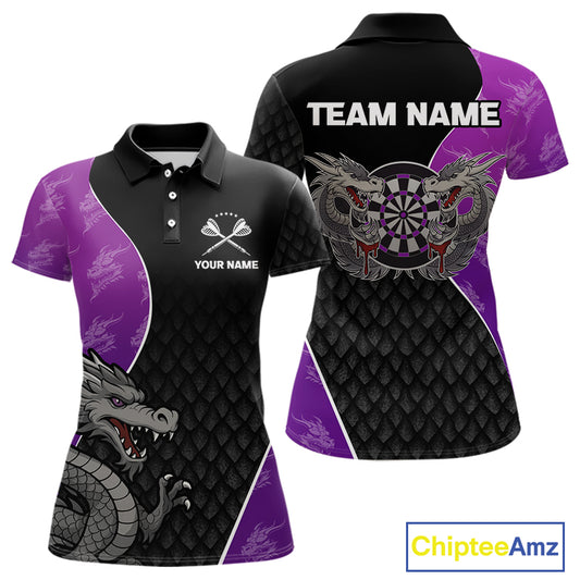 Grey Dragons Purple & Black Dartboard Darts Shirt For Women - Custom Darts Uniform NYN0533