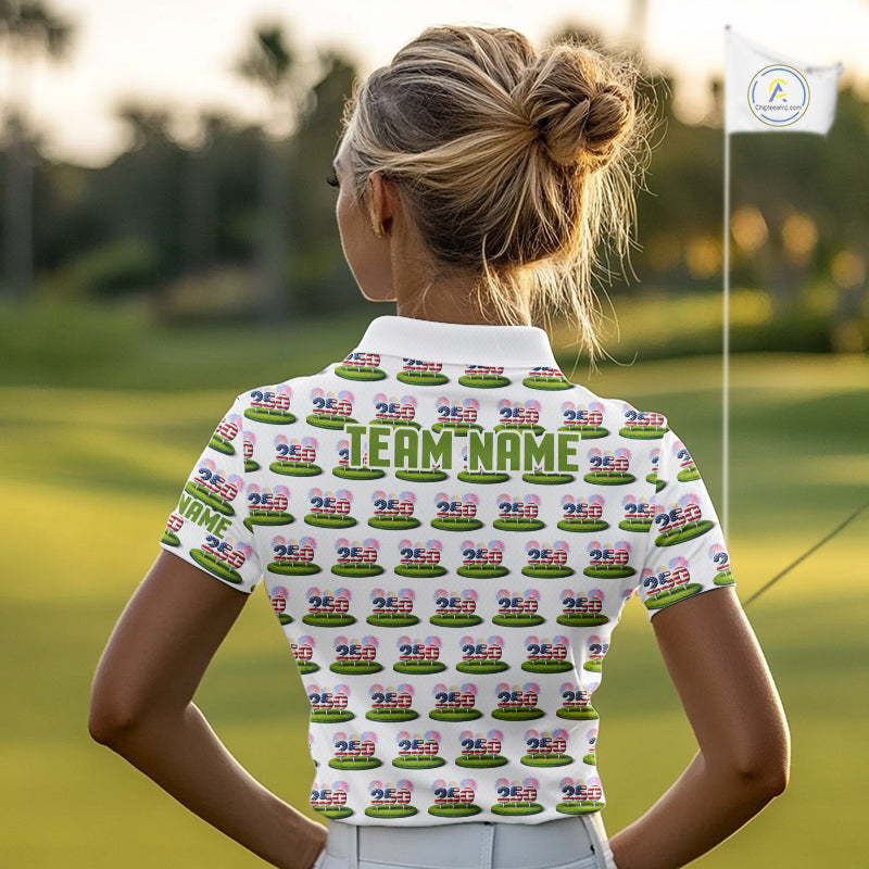 American Flag Grass Womens Golf Polo Shirt Patriotic USA Golf Shirts, Golf Gift NYN2853