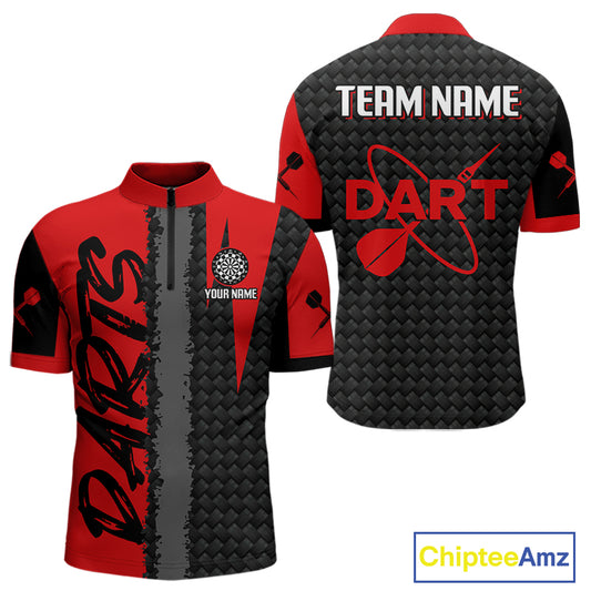 Men's Custom Dart Shirt - Maroon & Black Pattern With Bold Darts | Personalized Name NYN0326