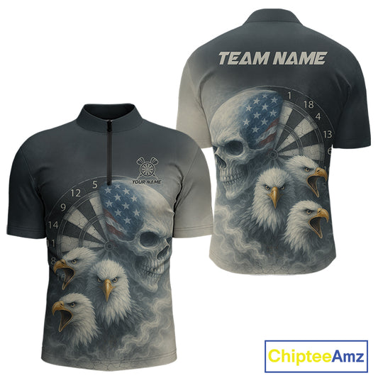 Personalized Patriotic Dart Shirt Custom Eagle Skull Dartboard Dart Jerseys For Men NYN1218
