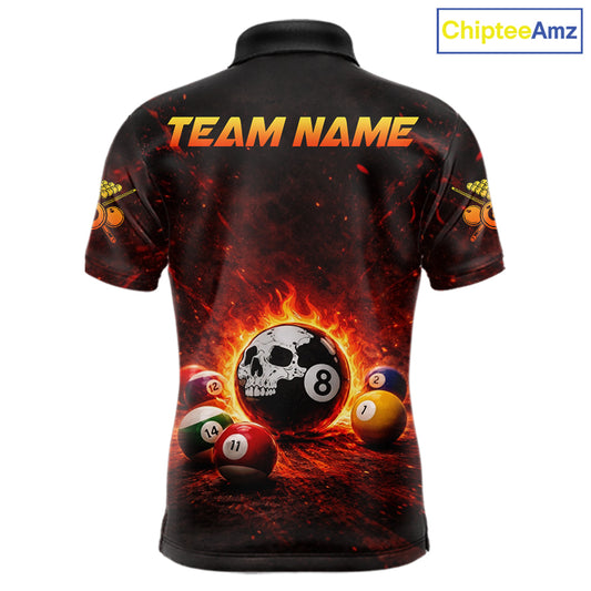 Fire Flame Grunge Pool Ball 3D Billiard Shirt For Men Personalized Skull 8 Ball Billiard Gifts NYN2568