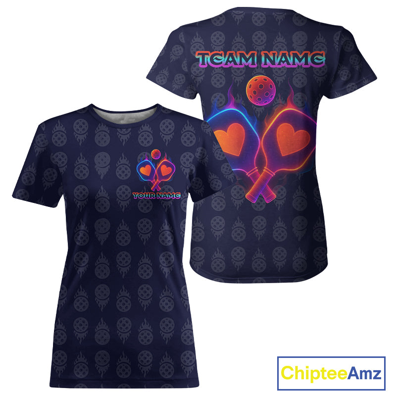 Custom Women's Colorful Flame Pickleball T-Shirt Outfits Pickleball Jersey For Couple NYN1234