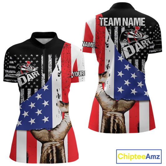 Multi-Color American Flag Dart Boards Dart Shirts For Women, Custom Dart Jerseys NYN0051