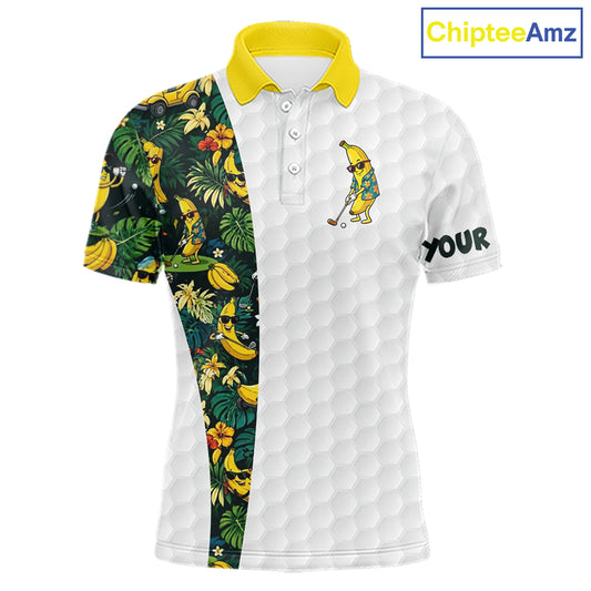Custom Banaba Golfer Golf Ball Team Attire Tropical Monstera Golf Polo Golf Shirts For Men NYN3178