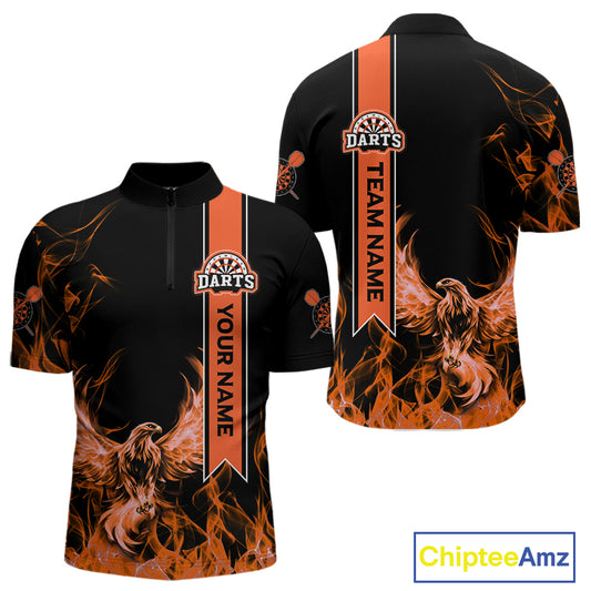 Custom Orange Ribbon Flames Phoenix Dart Shirts For Men Dart Tournament Team Jerseys NYN0069