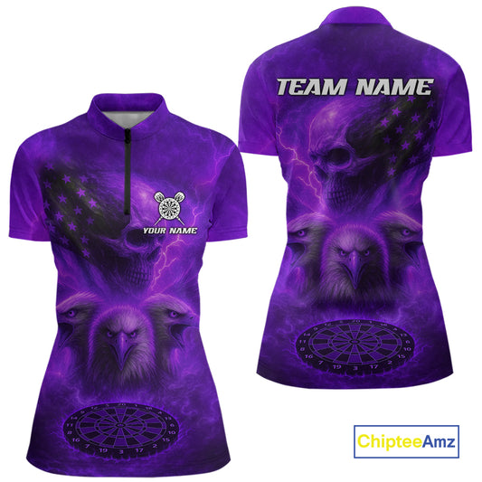 Personalized Flame Dart Shirt Custom Purple Patriotic Dartboard Dart Jerseys For Women NYN1227