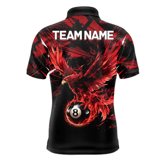 Eagle Red Flames 8 Ball Pool Polo & 1/4-Zip Shirt For Men Personalized Balls Billiard Gifts NYN2423
