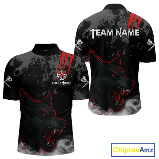 Black Darts Wolf Shirt Grunge Pattern For Men - Custom Team & Player Name NYN0353