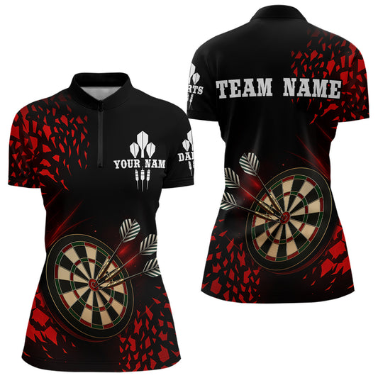Men's Custom Dart Shirt - 3D Dartboard With Red Geometric Shards, Dart Team Jersey NYN0248