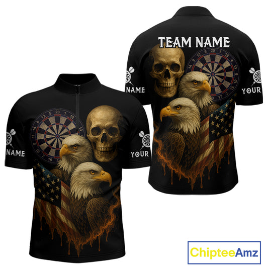 Custom Darts Shirt For Men Retro US Flag Patriotic Dart Jerseys, Vintage Dart Shirts NYN1123